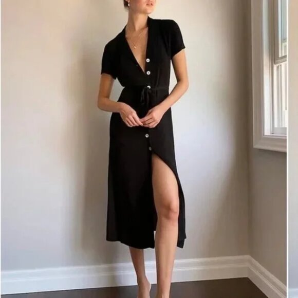 Wilfred Button-Up Tie-Front Midi Shirt Dress - Picture 1 of 3